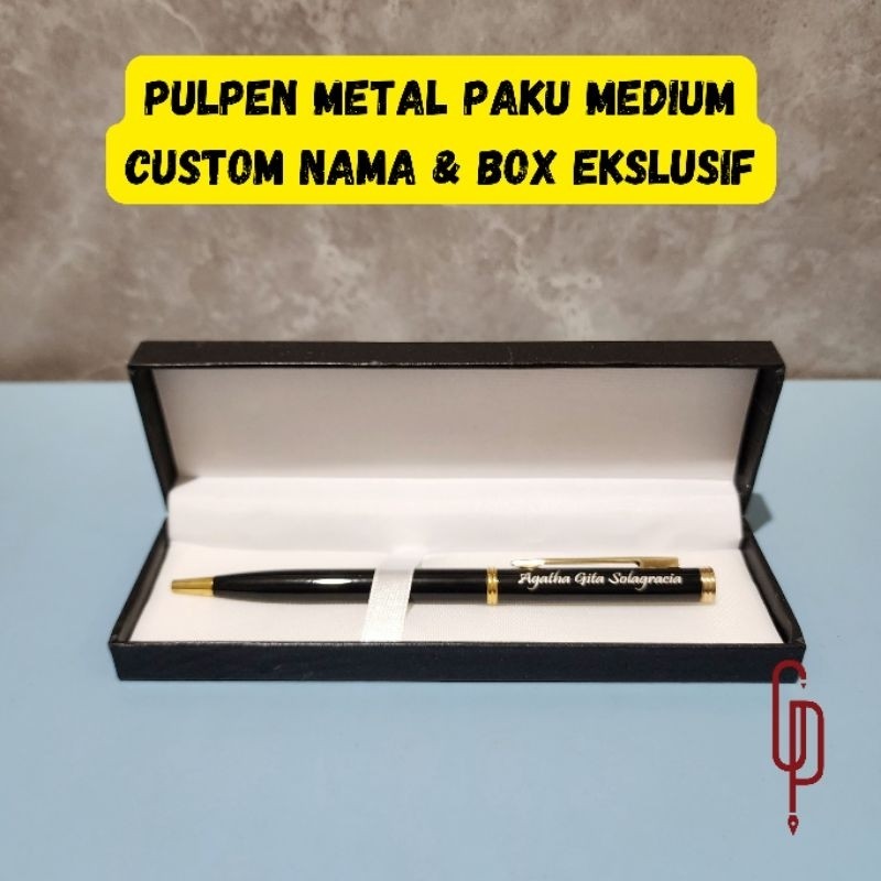 

Pulpen Metal Paku Metal + Custom Nama + Box Ekslusif Cocok untuk Hadiah Souvenir
