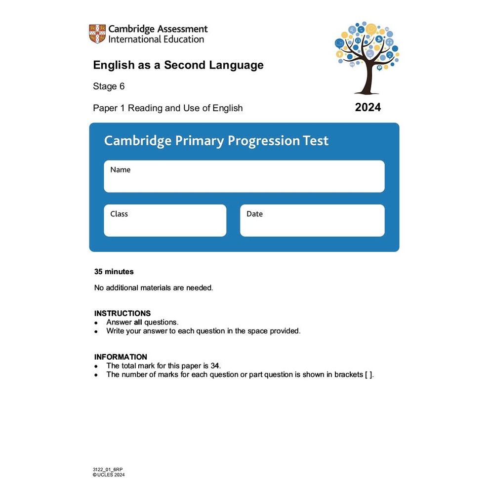 

Progression Test Stage 6 English (Esl) 2024 W/ Keys
