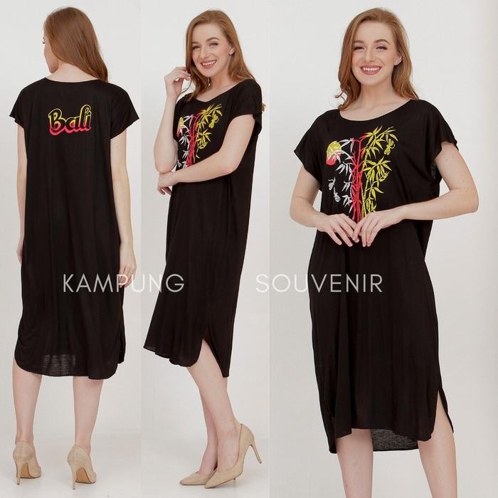 Ready Daster Bali Bambu 3/4 Jumbo-Best Rayon Bali -Best Ratunya Daster Bali Kaos Panjang Wanita