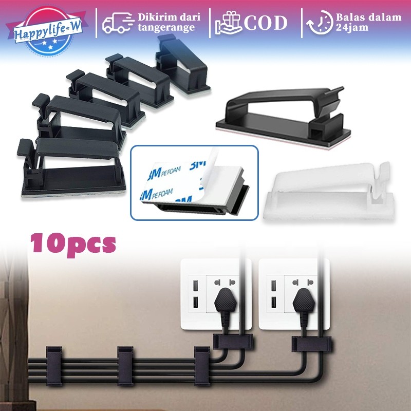 Kabel Organizer Tempel 10pcs Klip Kabel Tempel Penjepit Kabel Dinding Klip Kabel Organizer Dinding