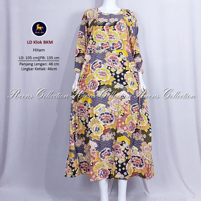 Terbaru Batik Kuda Mas Longdress Klok Lengan Panjang Daster Panjang Semata Kaki Resleting Depan