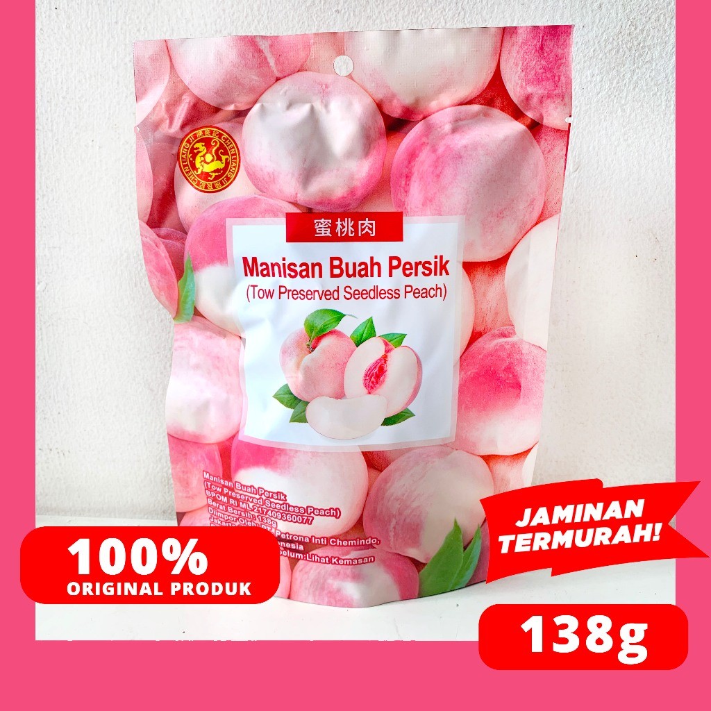 

MANISAN BUAH PERSIK/ TOW PRESERVED SEEDLESS PEACH 138 GR CHEN LIANG JI