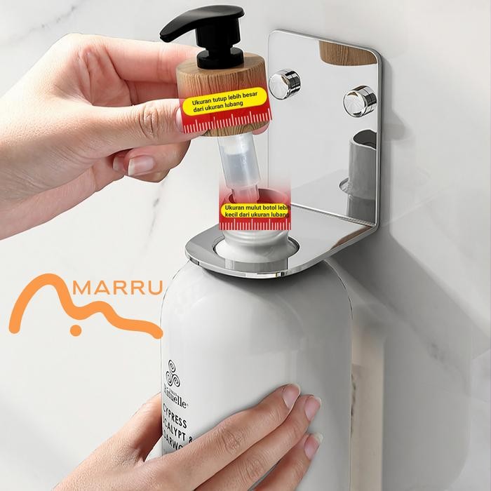 PREMIUM Braket Stainless Holder Hanger Gantungan Botol Sabun Shampoo Tempel