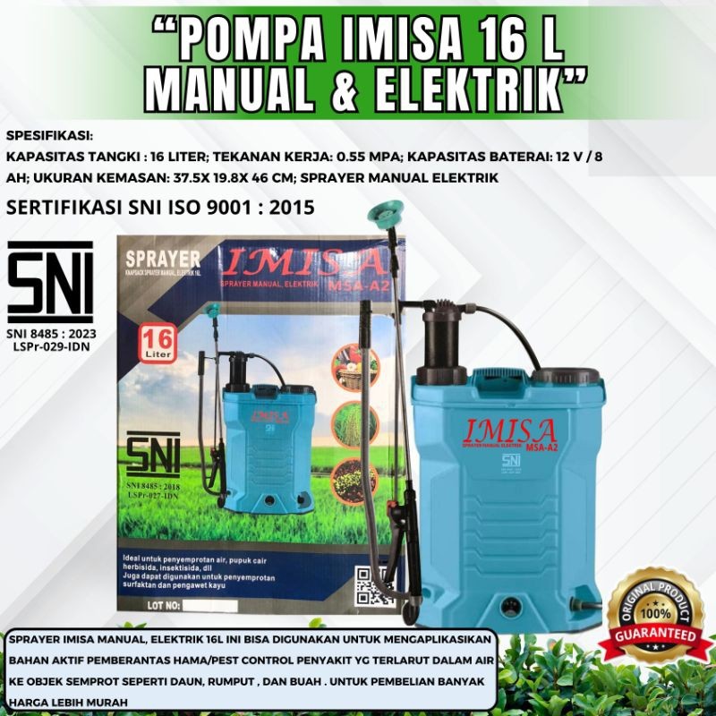POMPA SPRAYER 16-LITER MSA MANUAL & ELEKTRIK 120 psi 2 IN 1 BERGARANSI (POMPA SPRAYER 2 IN 1 SPRAYER