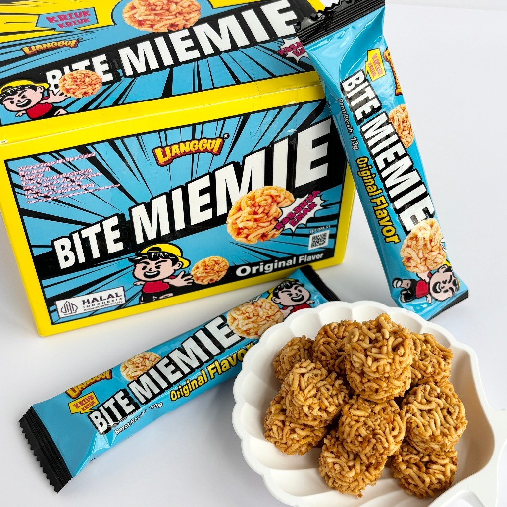 

15+15Pcs Lianggui Bite Miemie Box Camilan Enak untuk Anak Sekolah Snack Renyah Praktis Cocok untuk