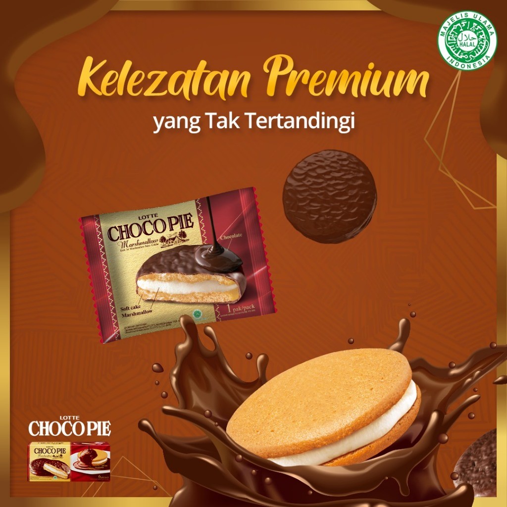 

[ BERKAH ] Lotte Choco Pie Marshmallow Box lsi 12 x 26gr Sandwich Chocopie Marshmallow Cokelat