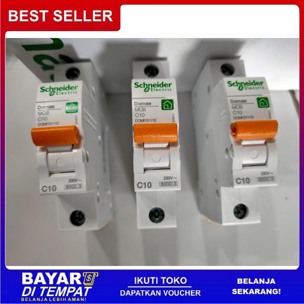 FREE ONGKIR MCB SCHENEIDER NEW DOMAE 6KA DOMF01110 1 PHASE 1P 10A 10 AMPERE C10 BISA COD