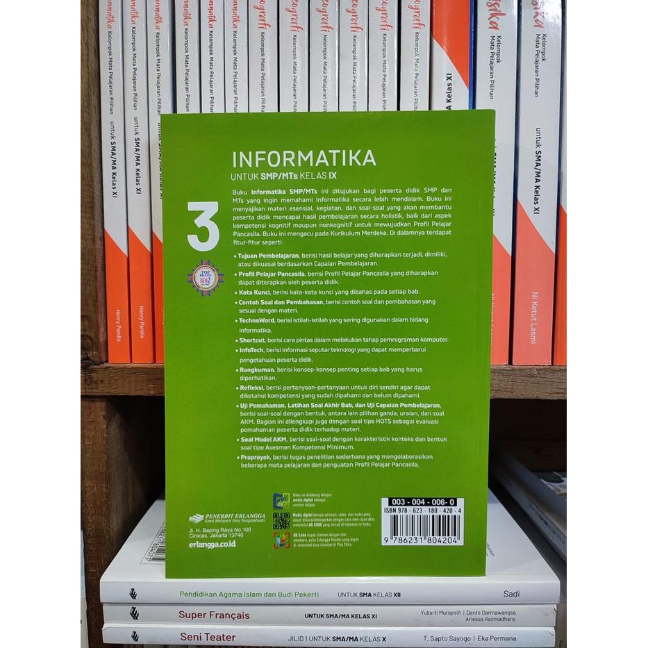 

TERLARIS BUKU INFORMATIKA KELAS 3/9 SMP KURIKULUM MERDEKA ERLANGGA READY