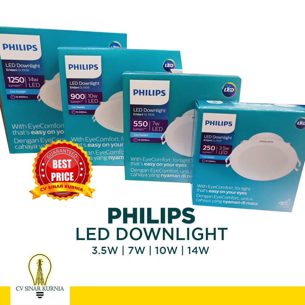 LAMPU DOWNLIGHT LED PHILIPS 3.5W 7W 10W 14W LAMPU PLAFON LAMPU TEMPEL LAMPU PANEL