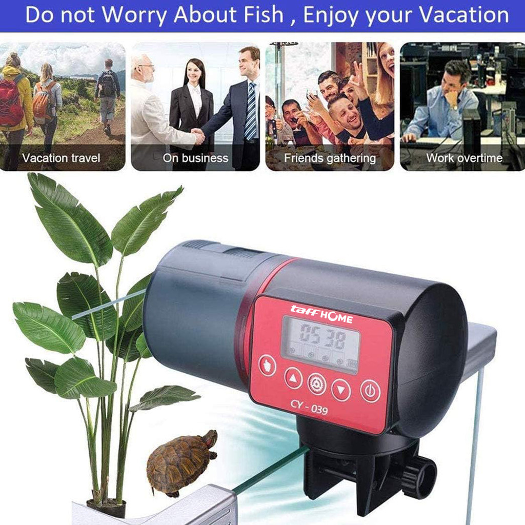 ( JDKU ) TaffHOME Dispenser Makanan Ikan Otomatis Fish Feeder Timer 200ml - CY-039 Kualitas Terbaik