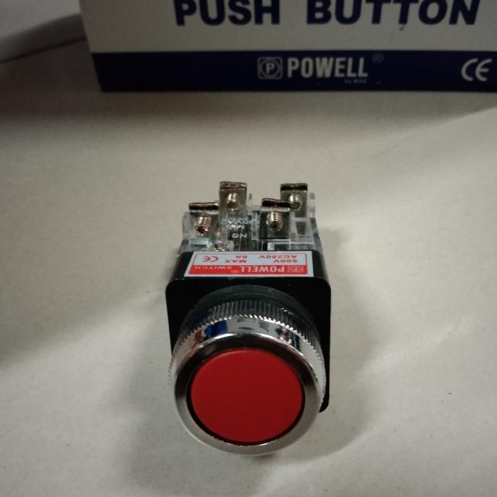 JTTOP" PUSH BUTTON SWITCH ON /OFF POWELL PB2511 25MM MERAH/HIJAU