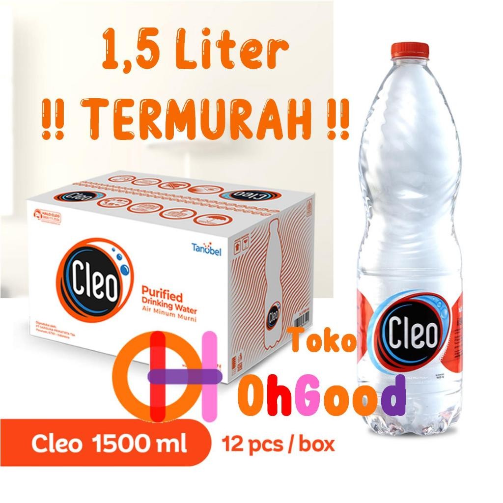 

llyback - Air minum mineral Cleo 1500mL 1500 mL 1.5L 1.5 L Liter isi 12 botol BPA Free