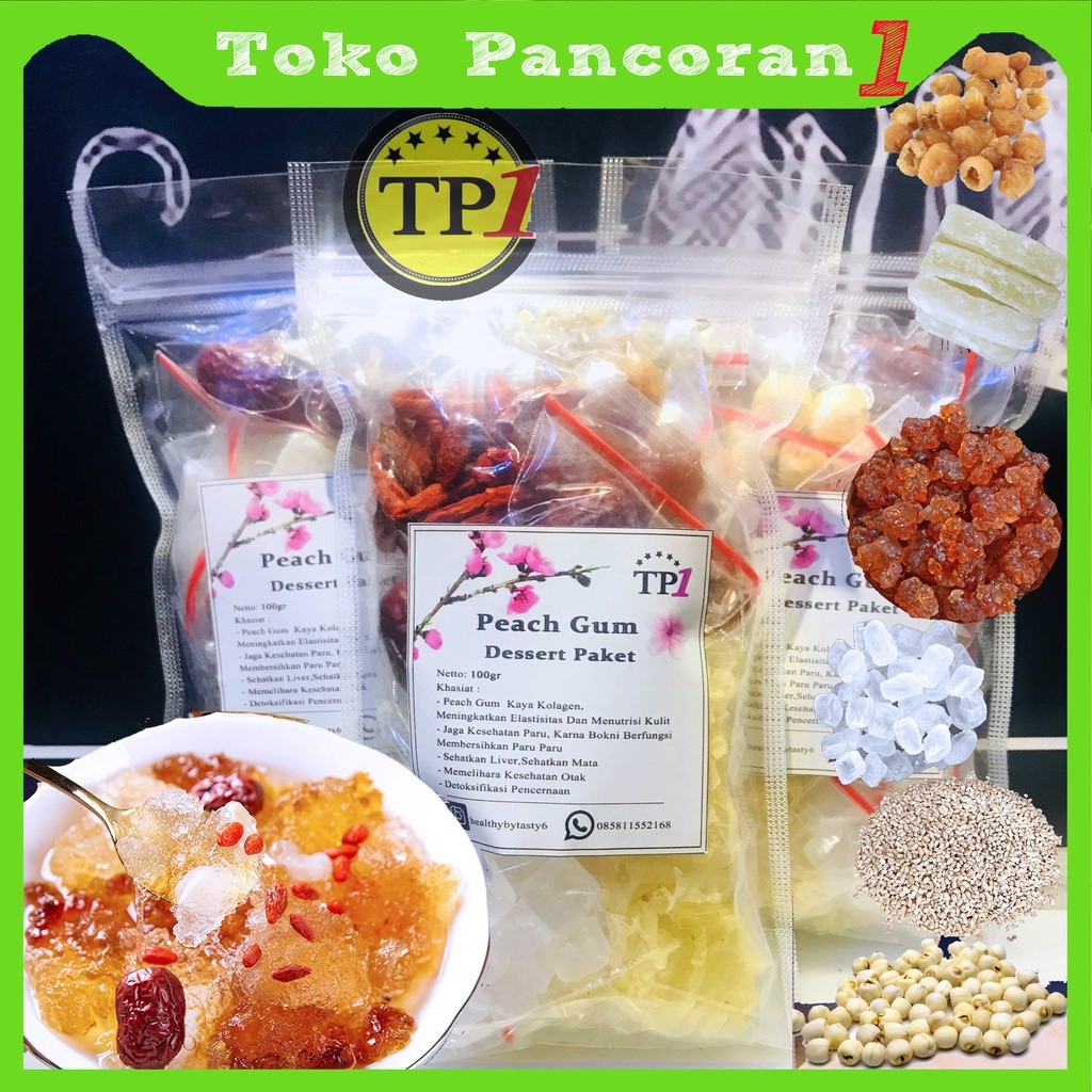 

Peach Gum Paket / PEACHGUM Dessert Premium Super Lengkap Tao Jiao Minuman Collagen HALAL 100gr