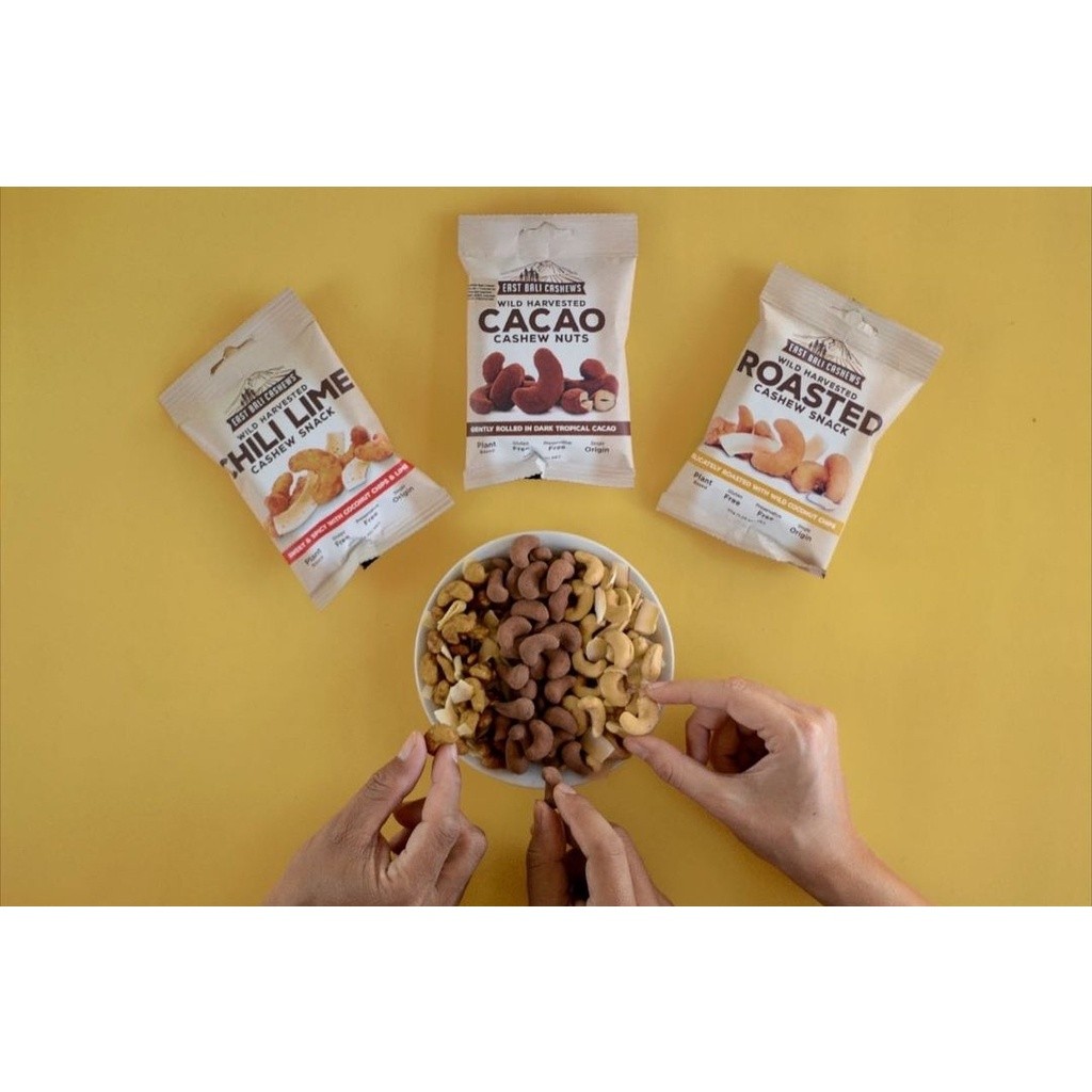 

Eumsig East Bali Cashews - Yava Kacang Mente 35G - Cashew Nuts - Cacao / Sea Salt / Chili Lime /