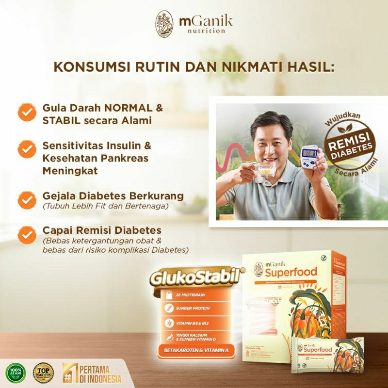 

Sega Tungtung Mganik Superfood Minuman Sereal Glukostabil Labu Kurma