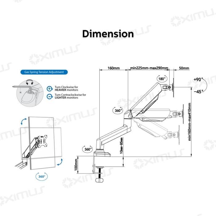 

Bracket TV Monitor LED LCD Gas Spring OXIMUS ZDP1118 1118 Tilt Swivel