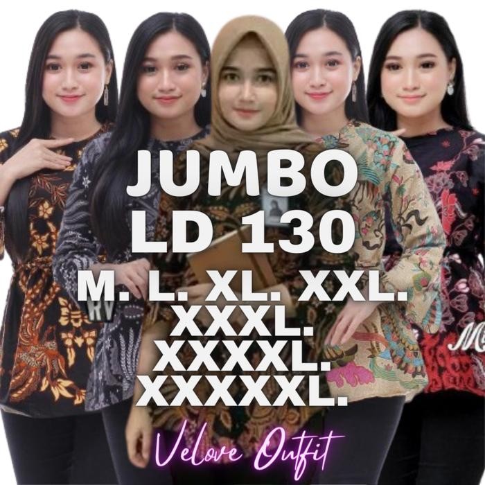 PREMIUM ATASAN BATIK WANITA JUMBO LD 130 BAJU BATIK WANITA BLUS