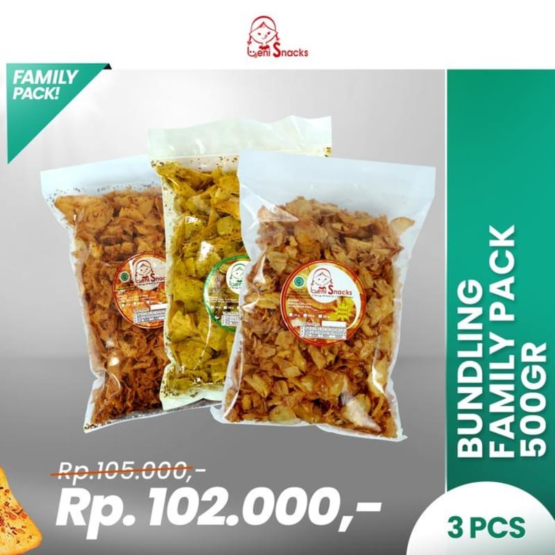 

Bundling Family Pack All Varian Asli Leni Snacks Oleh oleh Cemilan Snack Khas PekanBaru
