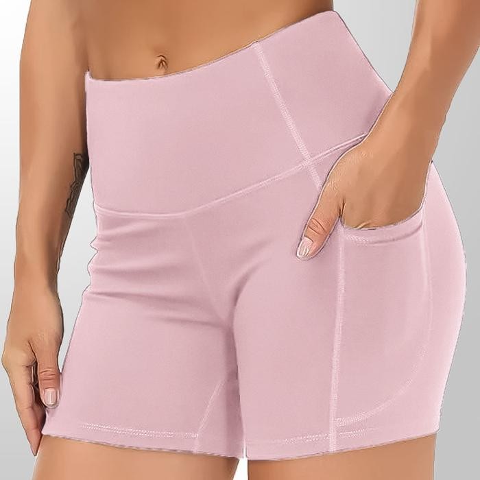 PREMIUM Celana Legging Pendek Wanita Workout Shorts Running Yoga Wear Sports Short dengan Kantong