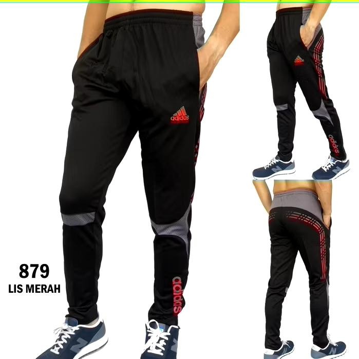 PREMIUM CELANA PANJANG TRAINING ADIDAS 879 LIS MERAH CELANA JOGGING PRIA IMPOR