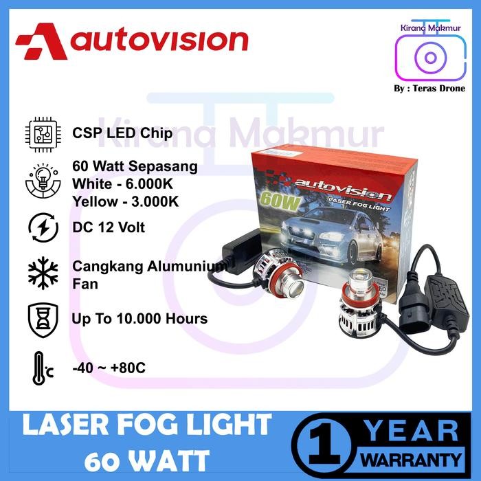 PREMIUM LED Autovision Laser Foglamp H8 H9 H11 H16 HB4 - 60 Watt
