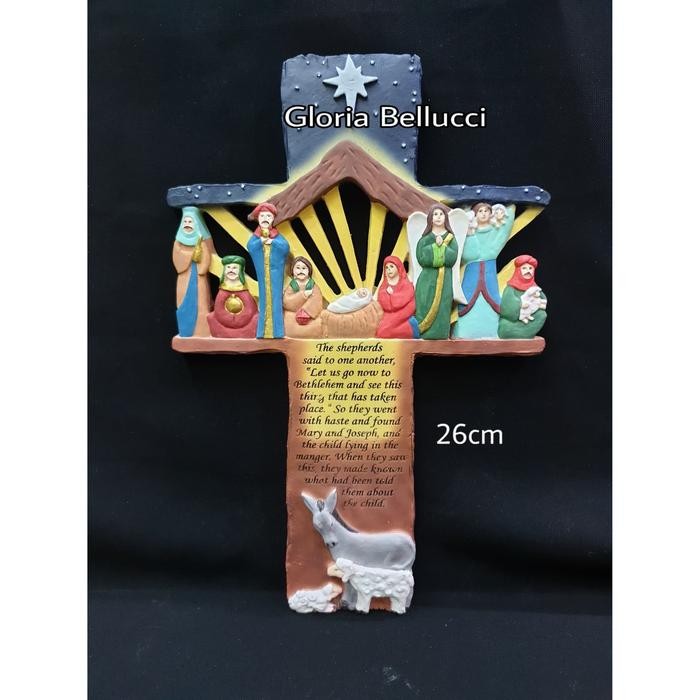 Patung Pajangan Dinding Salib Kelahiran Tuhan Yesus