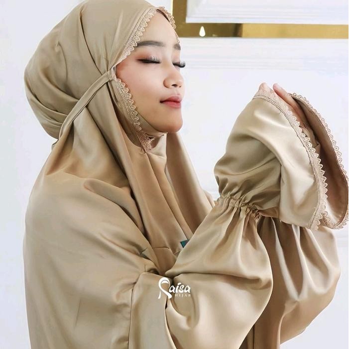Mukena Terusan Silky Traveling Premium Mukena Terusan Menutup Dagu Syari Pouch Cantik Ukuran Jumbo