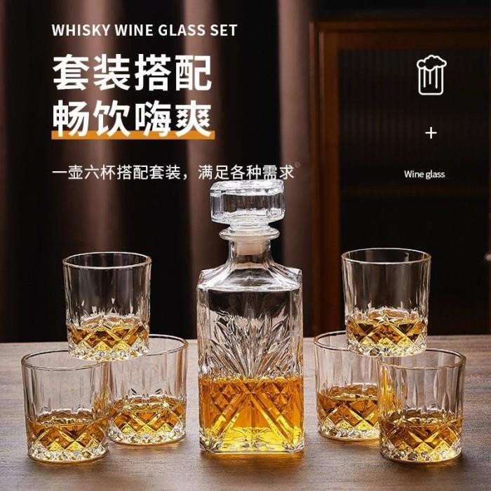 Gelas Wine Decanter Wine Whiskey Set Gift Box Kaca Kristal