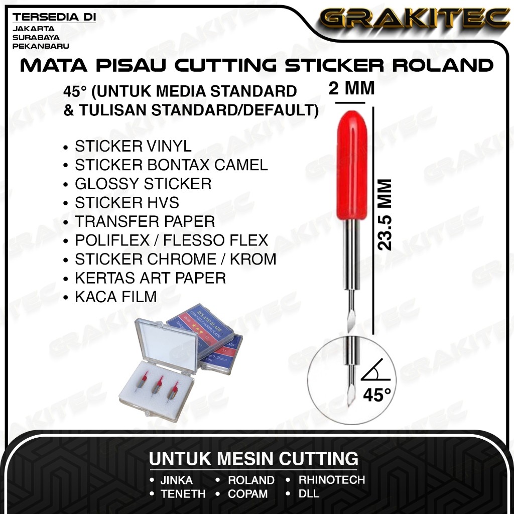 

3 pcs Blade / Jarum / Mata Pisau Import Mesin Cutting Sticker untuk Roland J*nka Teneth Rhinotec