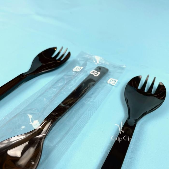 Grosir 10Pack = 1000Pcs Spork Plastik Bungkus Plastik Steril Sendok Ujung Garpu Wrap - Sendok