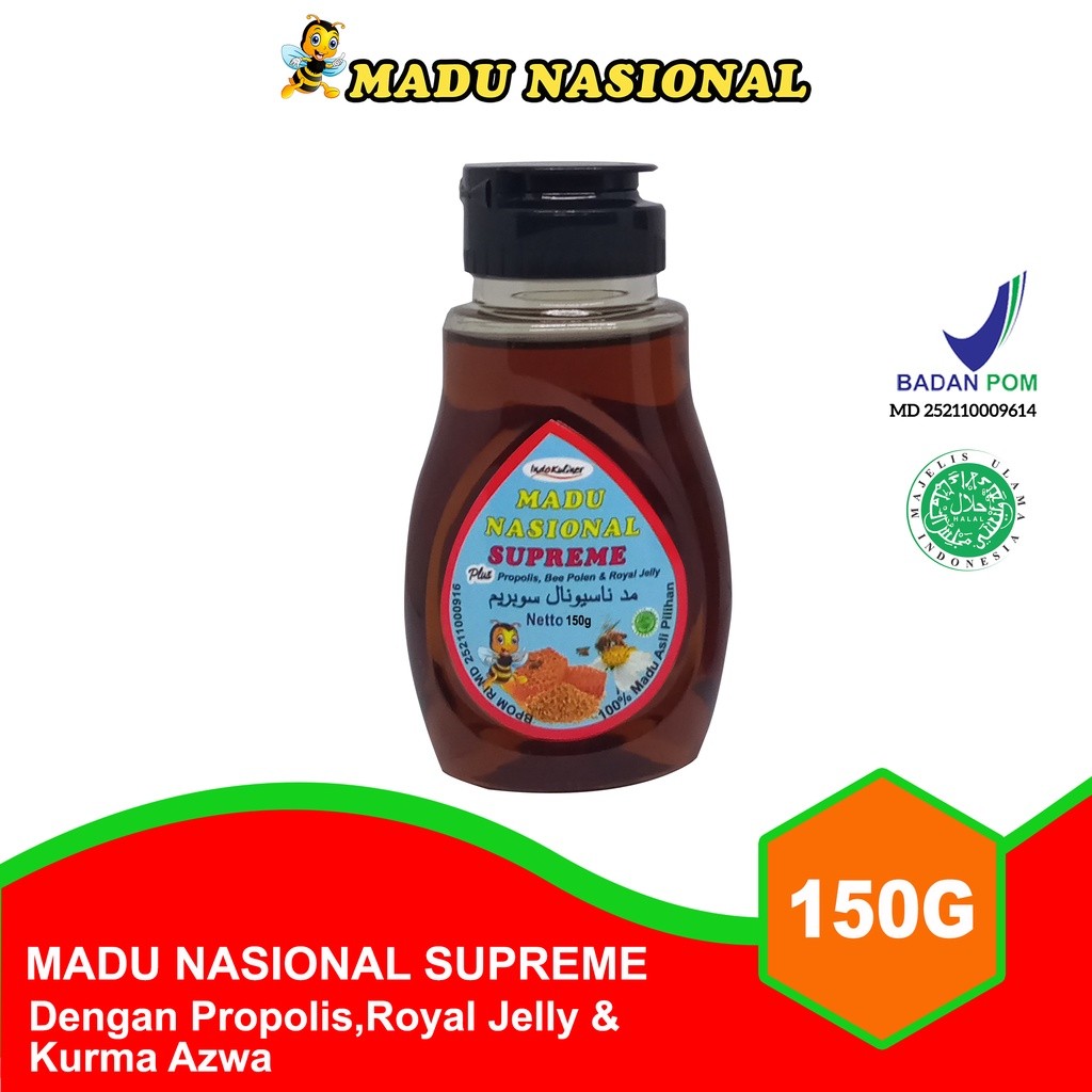 

Madu Nasional Supreme Extra Propolis Royal Jelly Bee Polen 150 Gram ASLI Madu SIdr + Madu Hutan