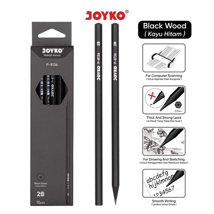 

Ready JT Pencil Pensil Joyko P-8136 2B 1 BOX 12 PCS