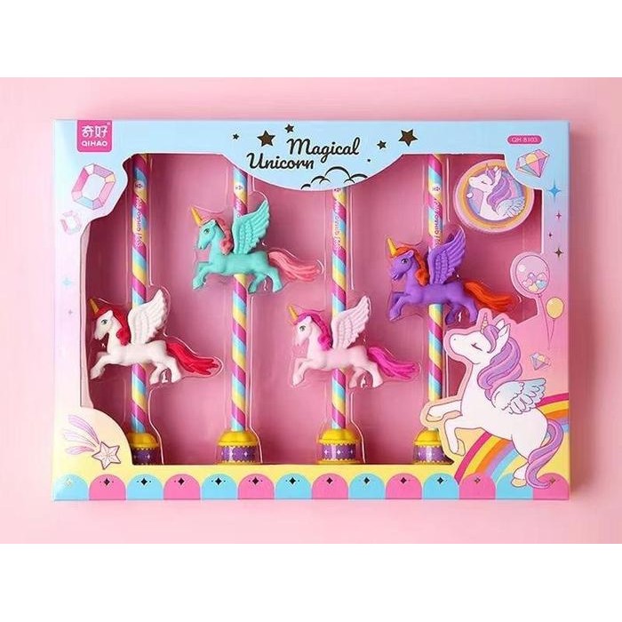 

Ready JT Alat tulis 1 set karakter unicorn - Stationery set kids premium Pensil Penghapus Rautan