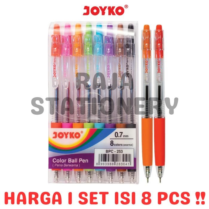 

Ready JT Joyko Colour Ball Pen SET 8 COLOURS / Pulpen Warna Joyko Cetek BPC-253
