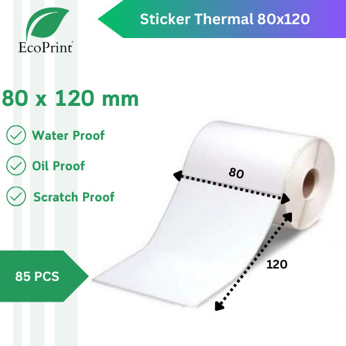 

LINDU ECOPRINT Label Sticker Thermal 80X120 (10 Roll)