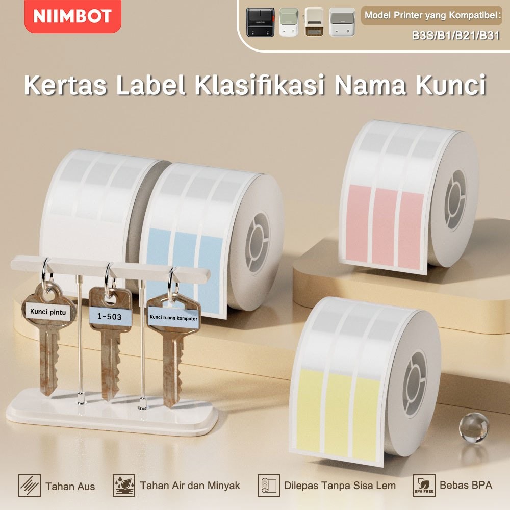

LINDU NIIMBOT B21/B1/B3S Kertas Label Kunci untuk Label Klasifikasi Kunci Tahan Air Minyak Stiker