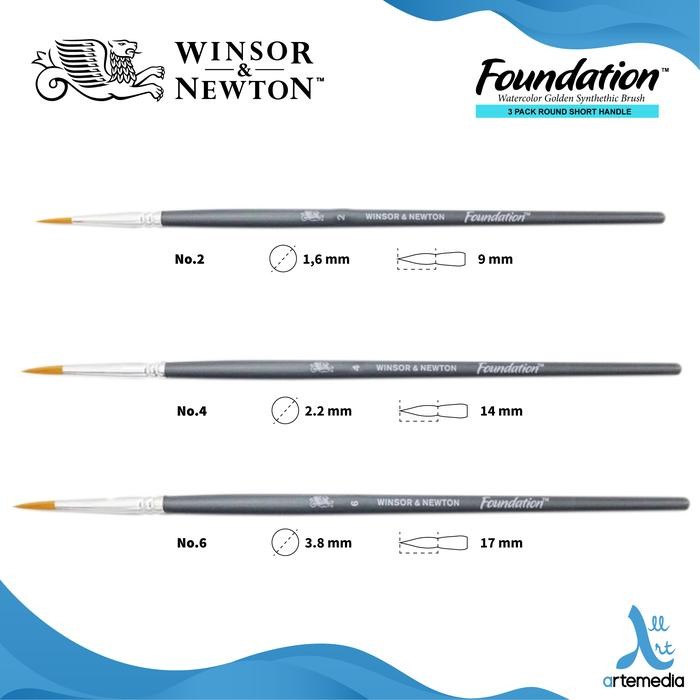 

Kuas Lukis Winsor & Newton Foundation Set 3 Round Golden Brush Sh #Gratisongkir