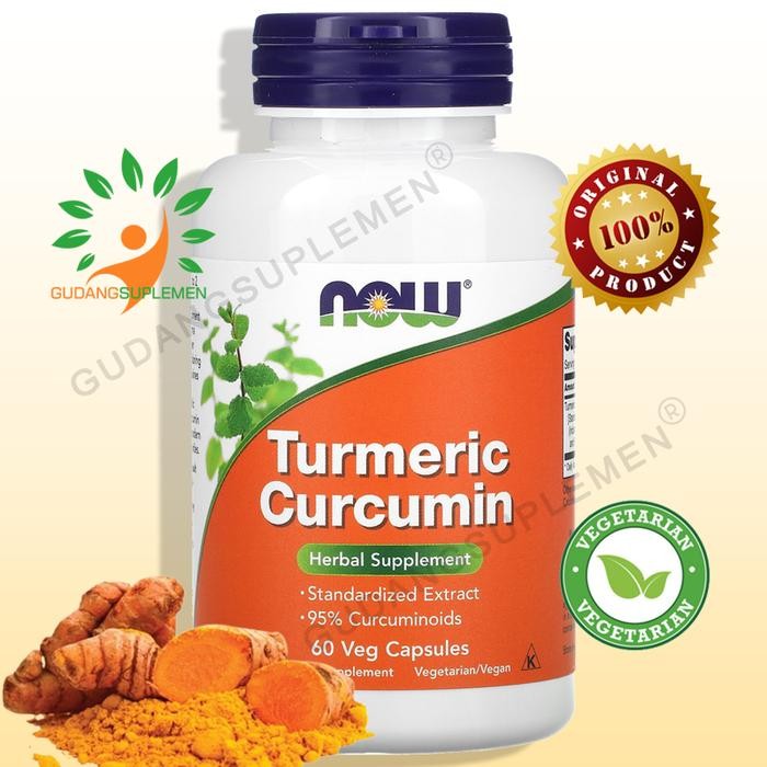 

Terlaris Now Curcumin 60 Veg Capsules Turmeric Root Extract Kunyit - Herbal