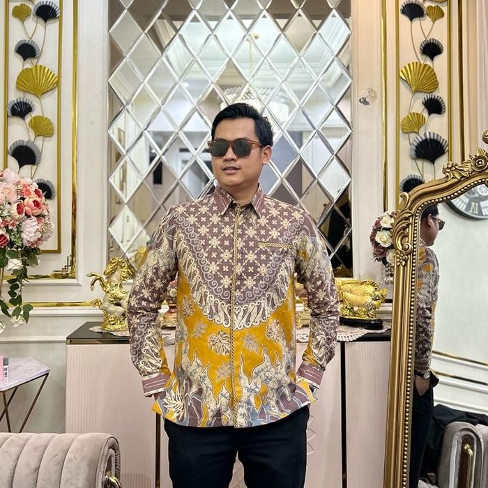 

Terlaris Hem Batik Smock Lengan Panjang Full Lapisan Trikoct Wafer Warna Kuning Kunyit Kombinasi