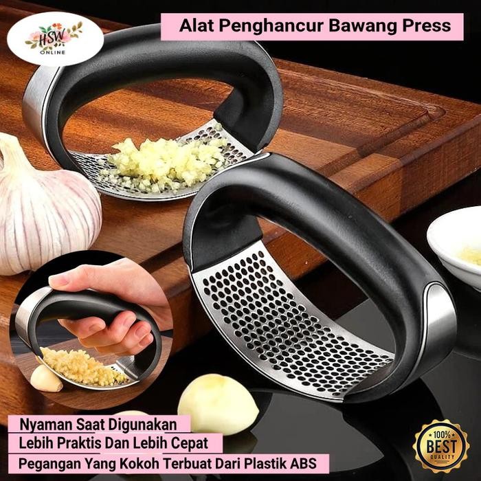 

Terlaris Garlic Press Crusher Food Grade Alat Penghancur Bawang Putih Stainless Penggerus Jahe