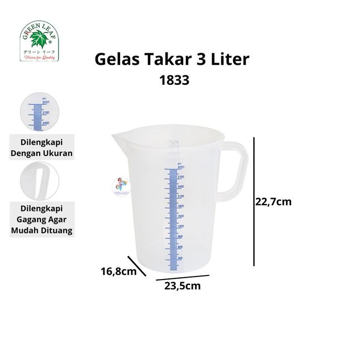 Gelas Ukur Takar 3 Liter 1833 Green Leaf