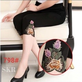 Pola Mewah Korean Legging Import Wanita Motif Bunga