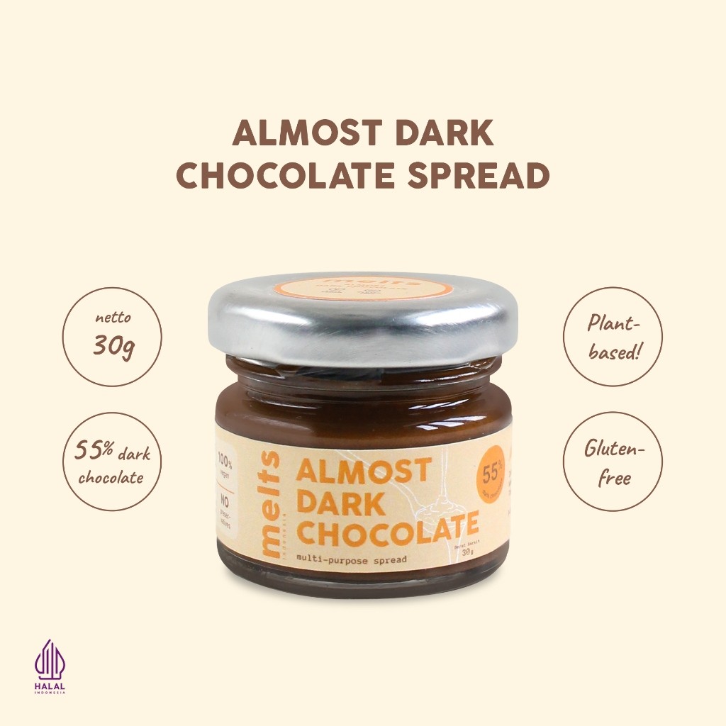 

Melts Spread 30g - Almost Dark Chocolate Finally Dark Chocolate Chocolate Hazelnut Matcha Lava