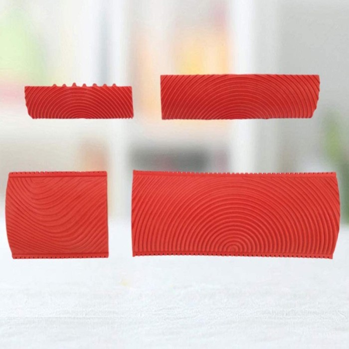 

Qualitylife 4pcs/set Alat Lukis Motif Kayu Bahan Karet Untuk