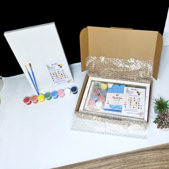 

NRS4 Paket Alat Lukis Anak Lengkap 1 Set Kuas Cat Kanvas 20x20 cm Palet