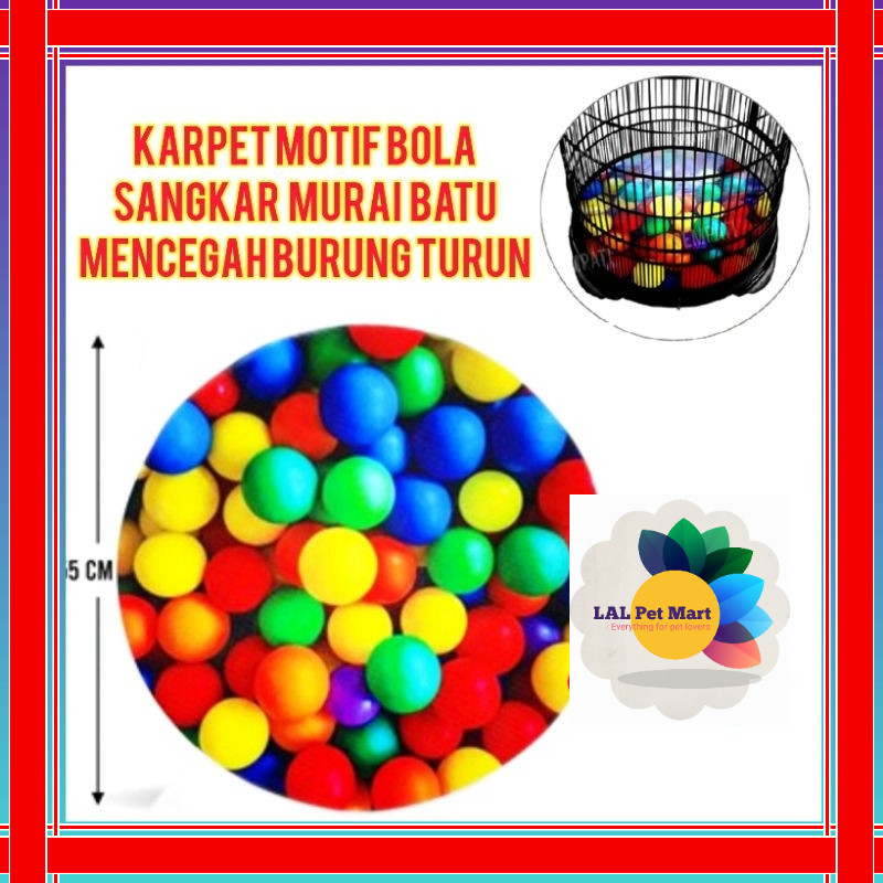 KARPET MOTIF BOLA 3D SANGKAR MURAI BATU ALAS TIGA DIMENSI KANDANG BURUNG