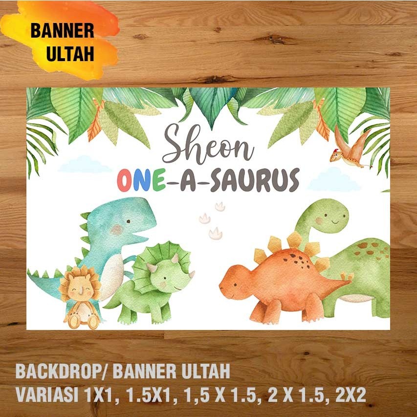 Flowpartt Dinosaurus Banner/ Backdrop/ Spanduk Ulang Tahun Ul-Tah Anak
