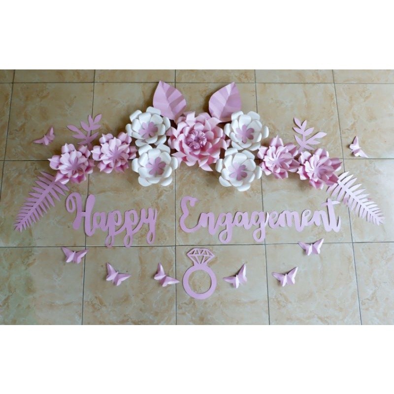 ready paper flower dekorasi tunangan bunga kertas backdrop lamaran karangan bunga papan pernikahan