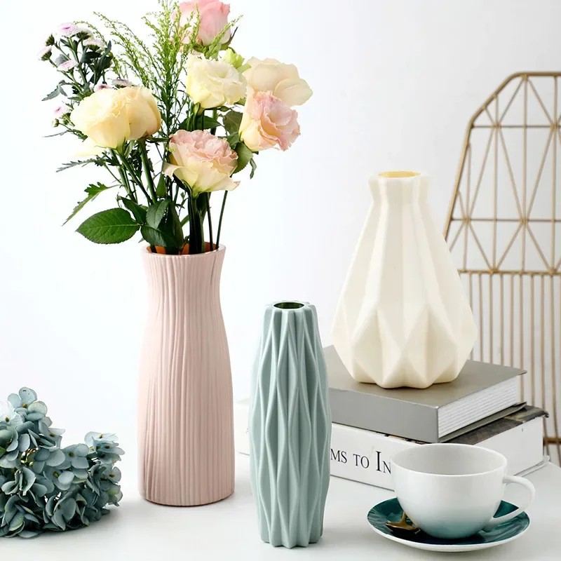 

Modern Vases Decoration Home Nordic Style Flower Arrangement Living Room Origami Flower Pot Imitation Glaze Home Decoration