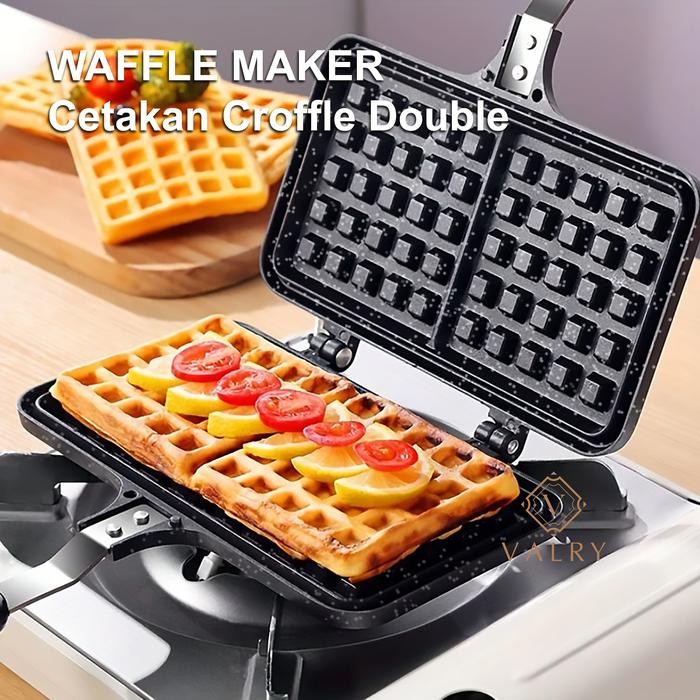 

Terlaris Valry Belgian Waffle Maker Motif Kotak Atau Flower Panci Anti Lengket Granit Cetakan Kue